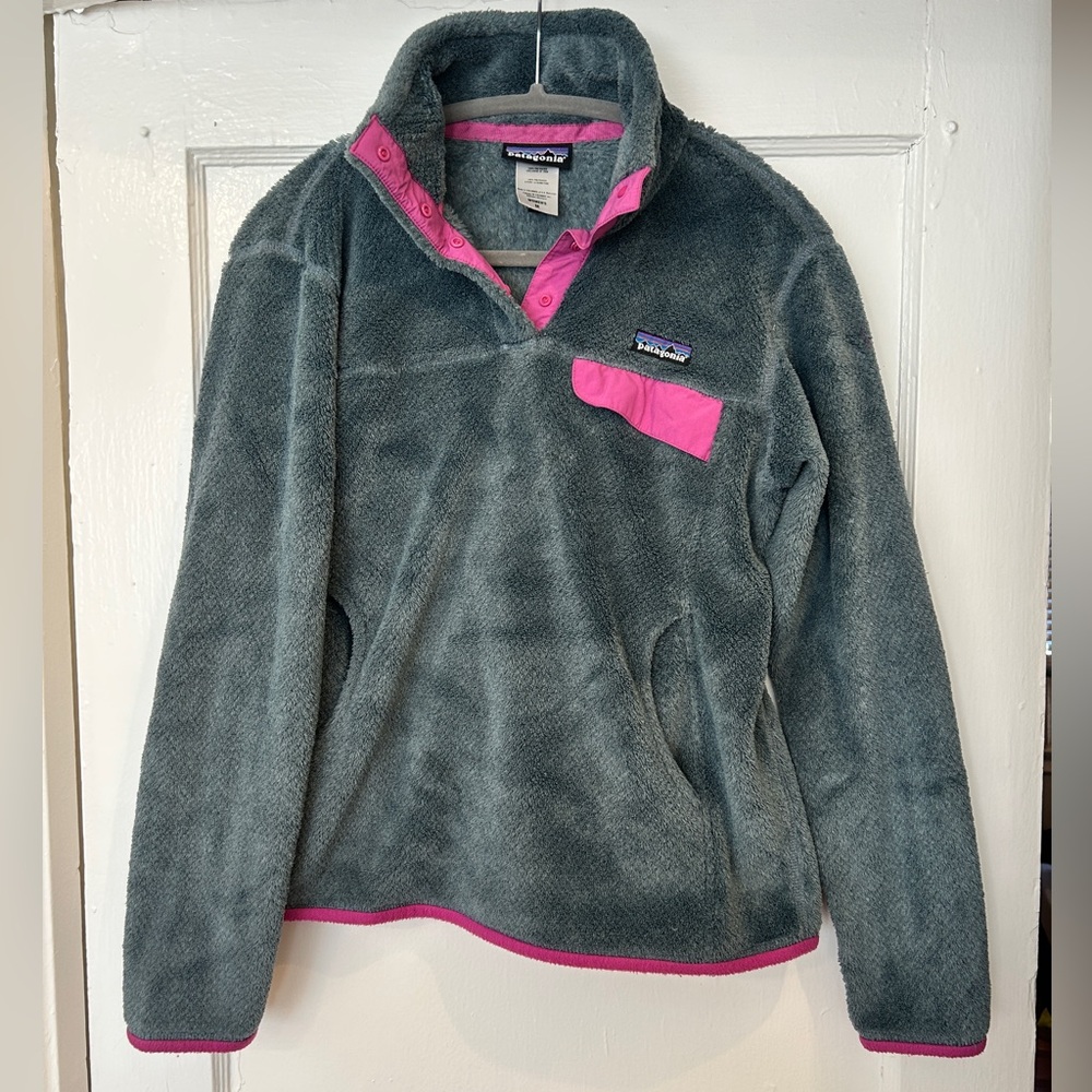 Patagonia Synchilla Snap-T Fleece Pullover — Gray/Pink